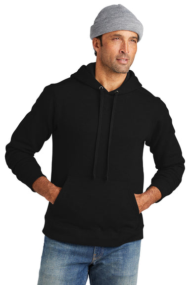 Volunteer Knitwear VL130H Mens USA Made Chore Fleece Hooded Sweatshirt Hoodie Deep Black Model Front