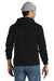 Volunteer Knitwear VL130H Mens USA Made Chore Fleece Hooded Sweatshirt Hoodie Deep Black Model Back