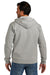 Volunteer Knitwear VL130ZH Mens USA Made Chore Fleece Full Zip Hooded Sweatshirt Hoodie Heather Grey Model Back