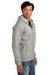 Volunteer Knitwear VL130ZH Mens USA Made Chore Fleece Full Zip Hooded Sweatshirt Hoodie Heather Grey Model Side