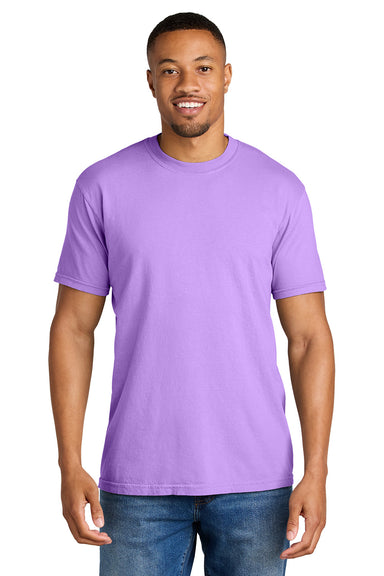 Comfort Colors 1717/C1717 Mens Short Sleeve Crewneck T-Shirt Neon Violet Purple Model Front