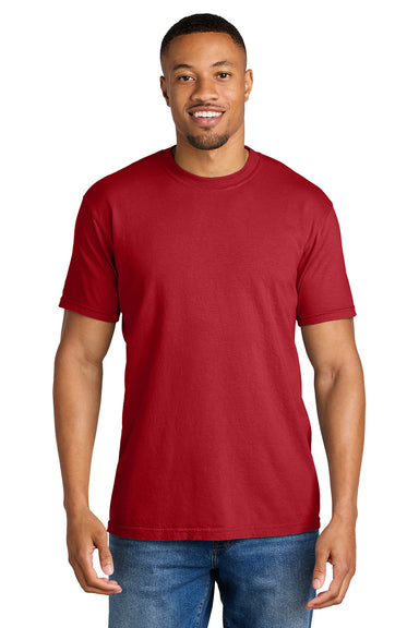 Comfort Colors 1717/C1717 Mens Short Sleeve Crewneck T-Shirt Red Model Front