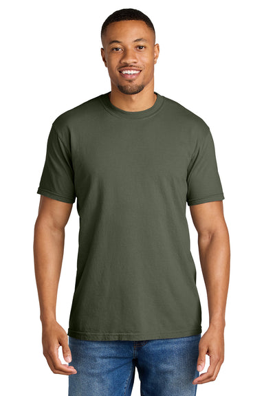 Comfort Colors 1717/C1717 Mens Short Sleeve Crewneck T-Shirt Moss Green Model Front