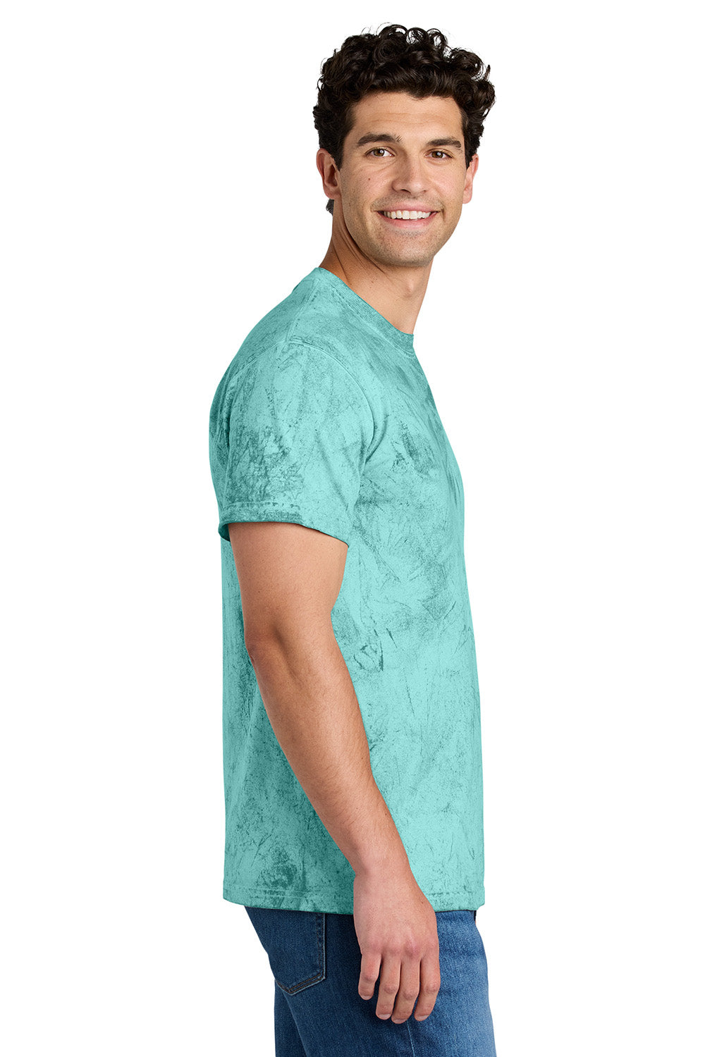 Comfort Colors 1745 Mens Color Blast Short Sleeve Crewneck T-Shirt Sea Glass Green Model Side