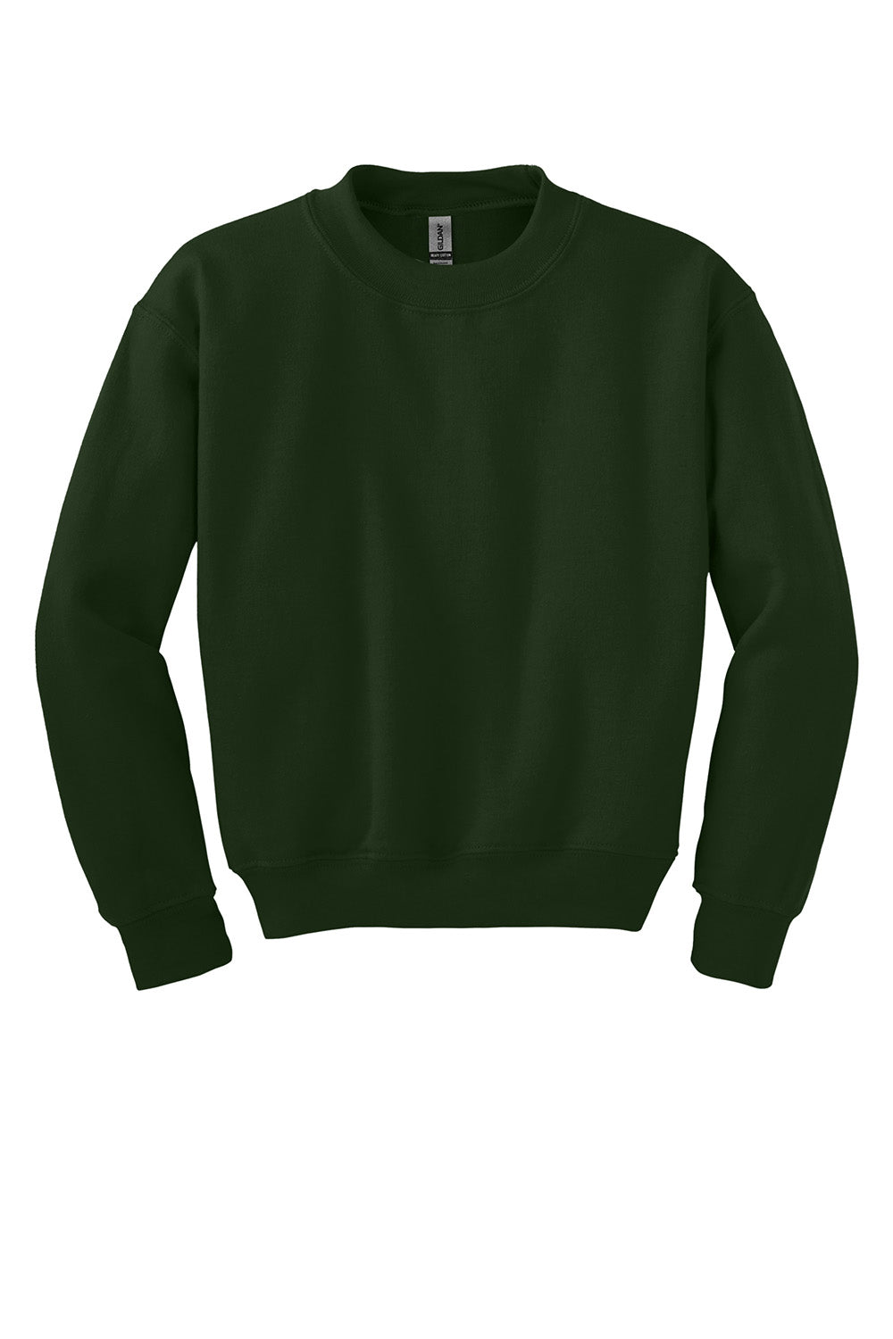 Gildan 18000B/G180B Youth Pill Resistant Fleece Crewneck Sweatshirt Forest Green Flat Front