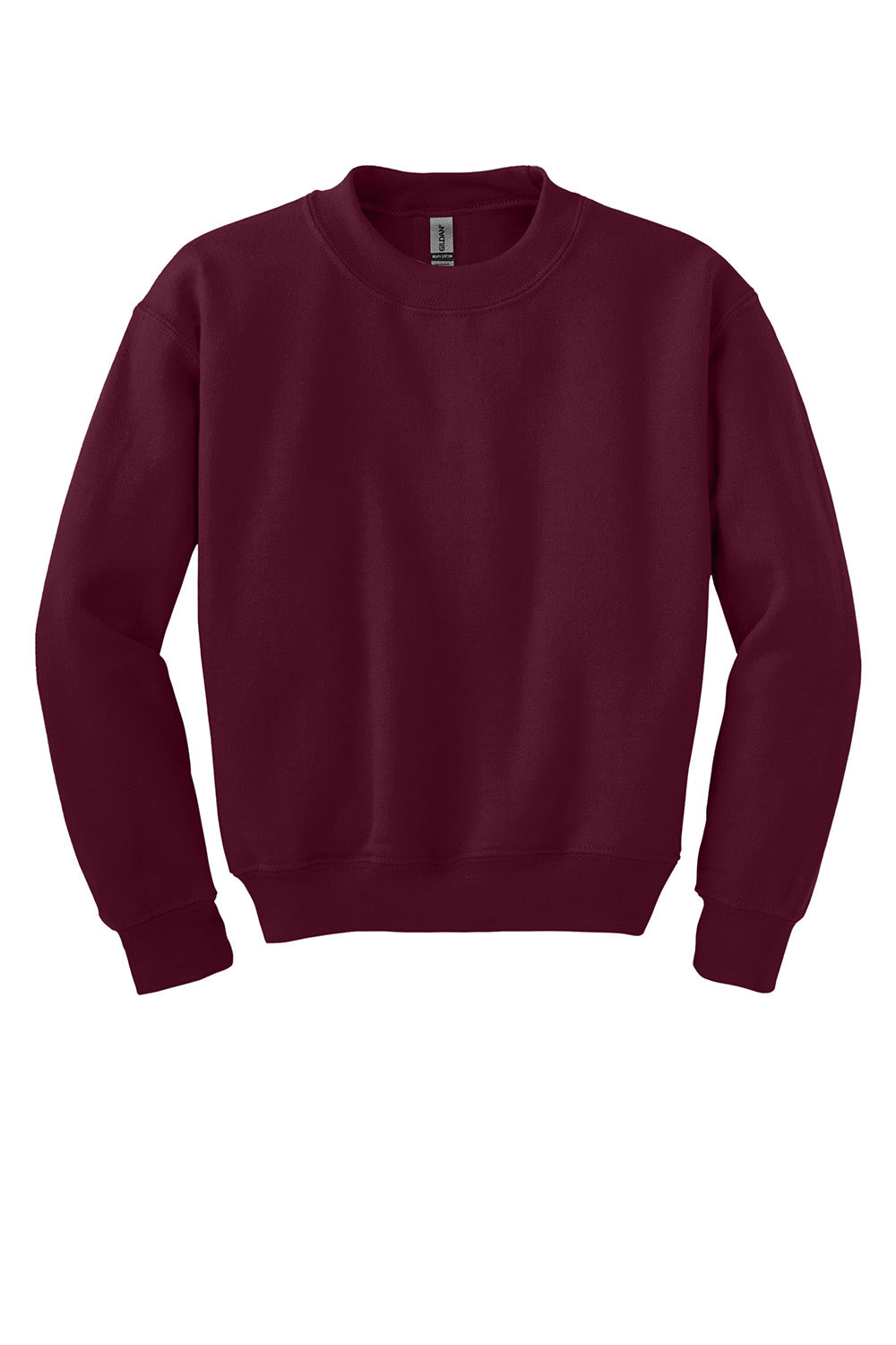 Gildan 18000B/G180B Youth Pill Resistant Fleece Crewneck Sweatshirt Maroon Flat Front