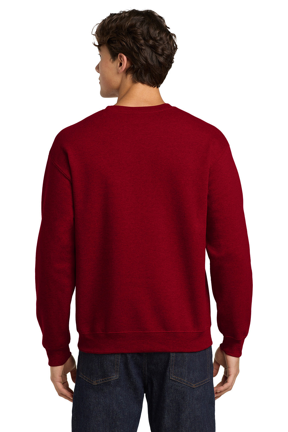 Gildan 18000/G180 Mens Pill Resistant Fleece Crewneck Sweatshirt Antique Cherry Red Model Back