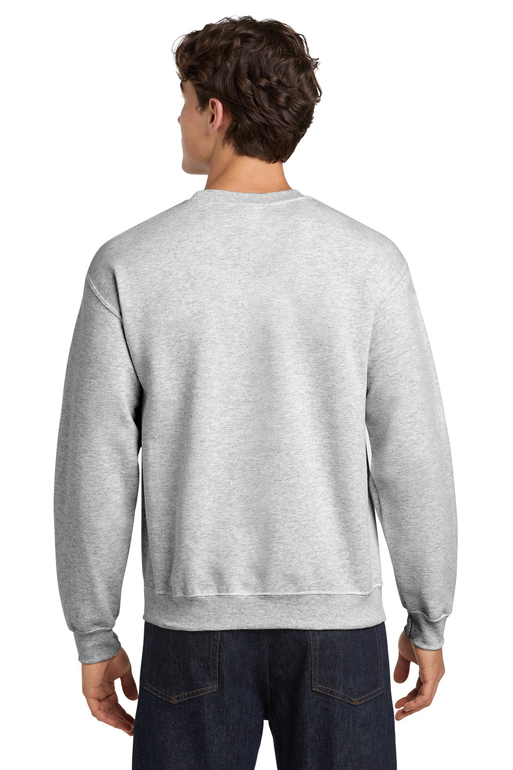 Gildan 18000/G180 Mens Pill Resistant Fleece Crewneck Sweatshirt Ash Grey Model Back