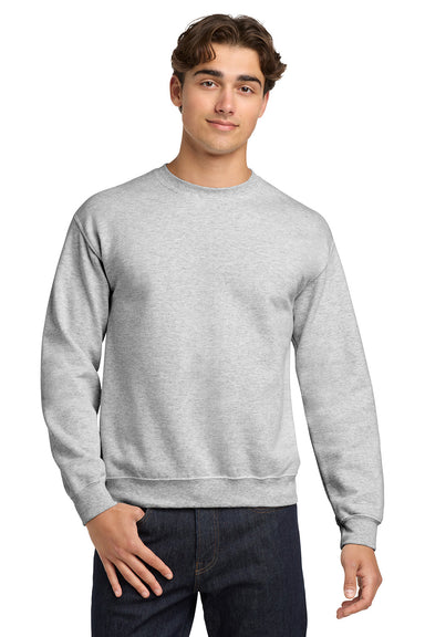 Gildan 18000/G180 Mens Pill Resistant Fleece Crewneck Sweatshirt Ash Grey Model Front