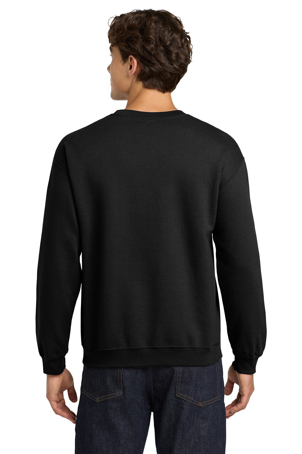 Gildan 18000/G180 Mens Pill Resistant Fleece Crewneck Sweatshirt Black Model Back