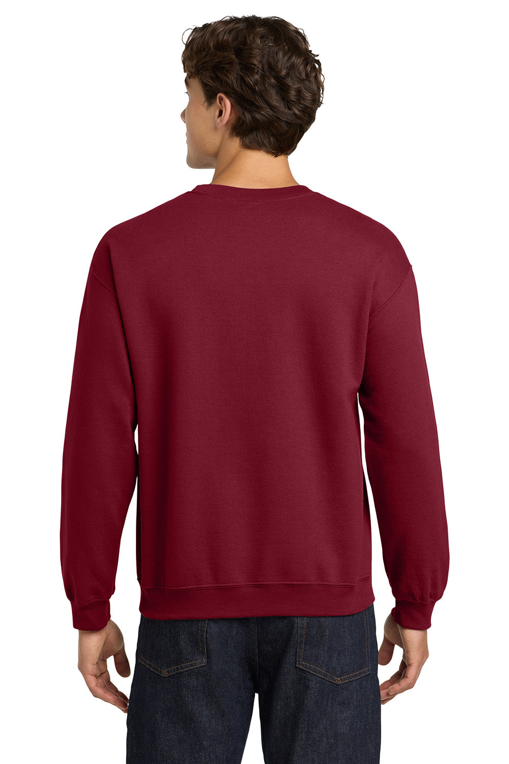 Gildan 18000/G180 Mens Pill Resistant Fleece Crewneck Sweatshirt Garnet Red Model Back