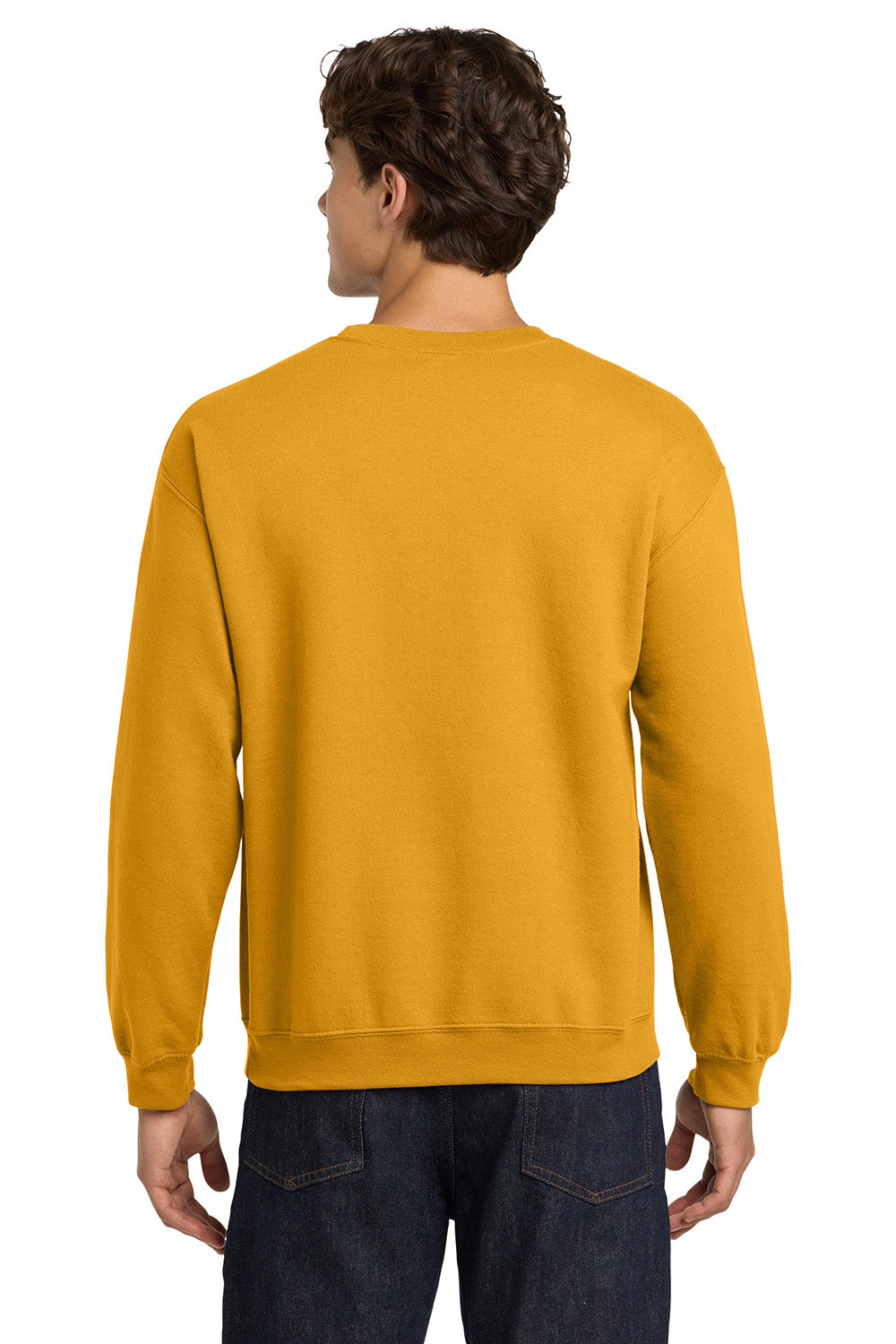 Gildan 18000/G180 Mens Pill Resistant Fleece Crewneck Sweatshirt Gold Model Back