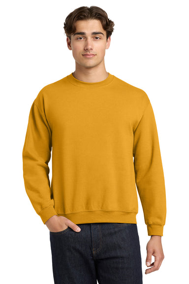 Gildan 18000/G180 Mens Pill Resistant Fleece Crewneck Sweatshirt Gold Model Front