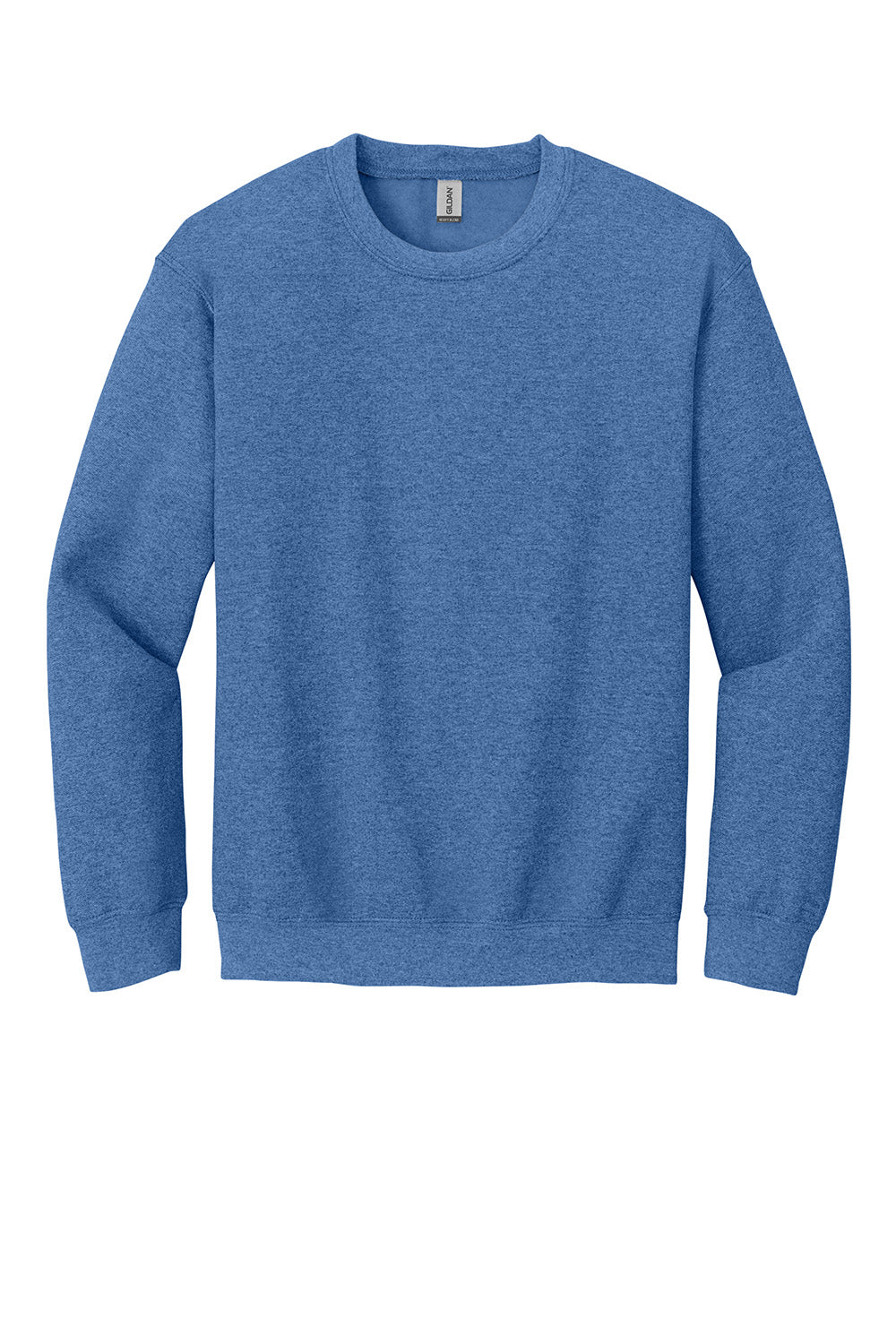 Gildan 18000/G180 Mens Pill Resistant Fleece Crewneck Sweatshirt Heather Royal Blue Flat Front