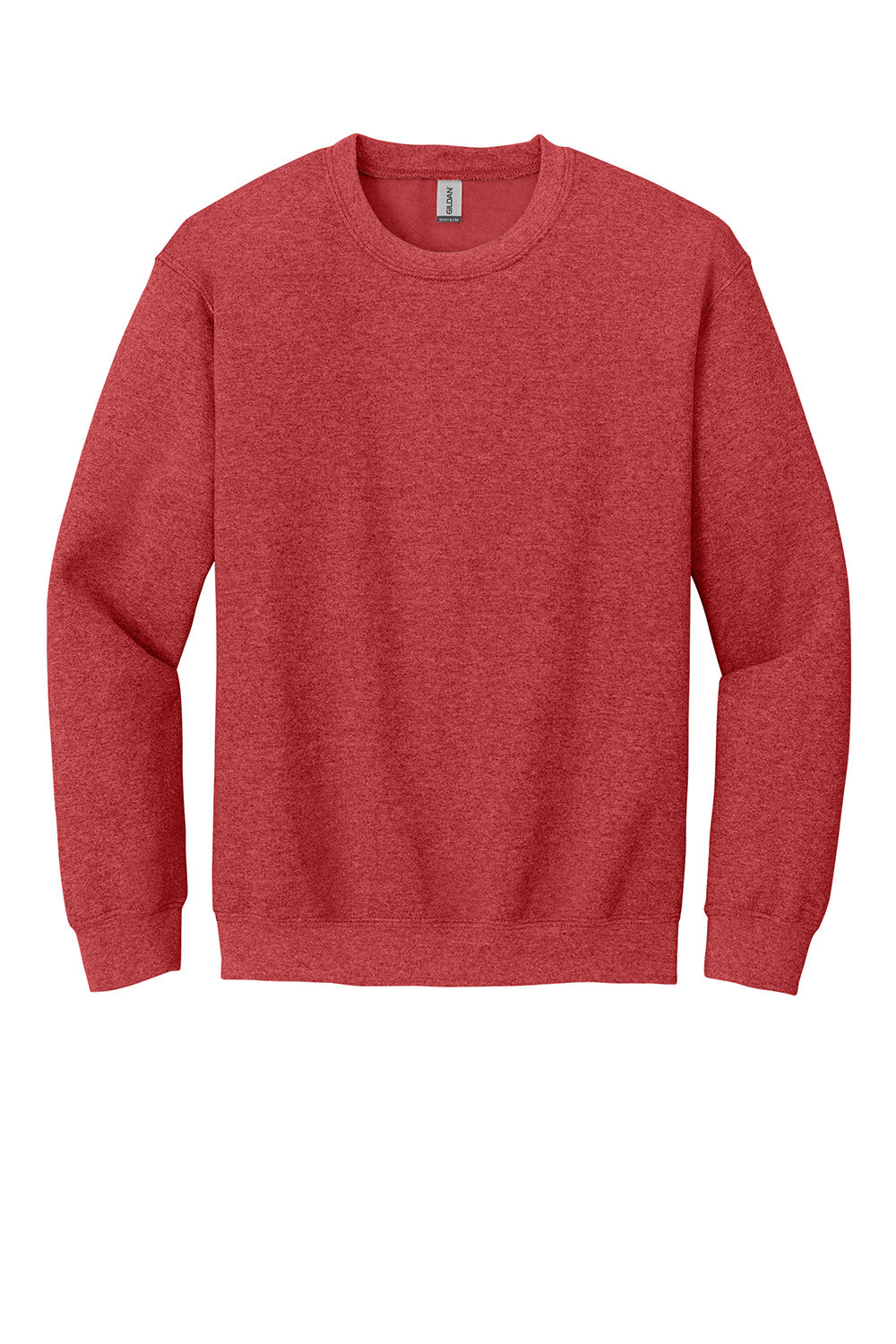 Gildan 18000/G180 Mens Pill Resistant Fleece Crewneck Sweatshirt Heather Scarlet Red Flat Front