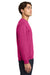 Gildan 18000/G180 Mens Pill Resistant Fleece Crewneck Sweatshirt Heliconia Pink Model Side