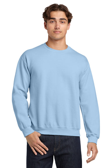 Gildan 18000/G180 Mens Pill Resistant Fleece Crewneck Sweatshirt Light Blue Model Front