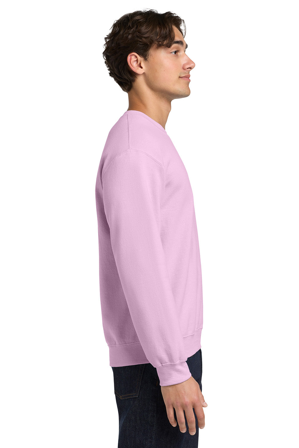 Gildan Mens Pill Resistant Fleece Crewneck Sweatshirt Light Pink