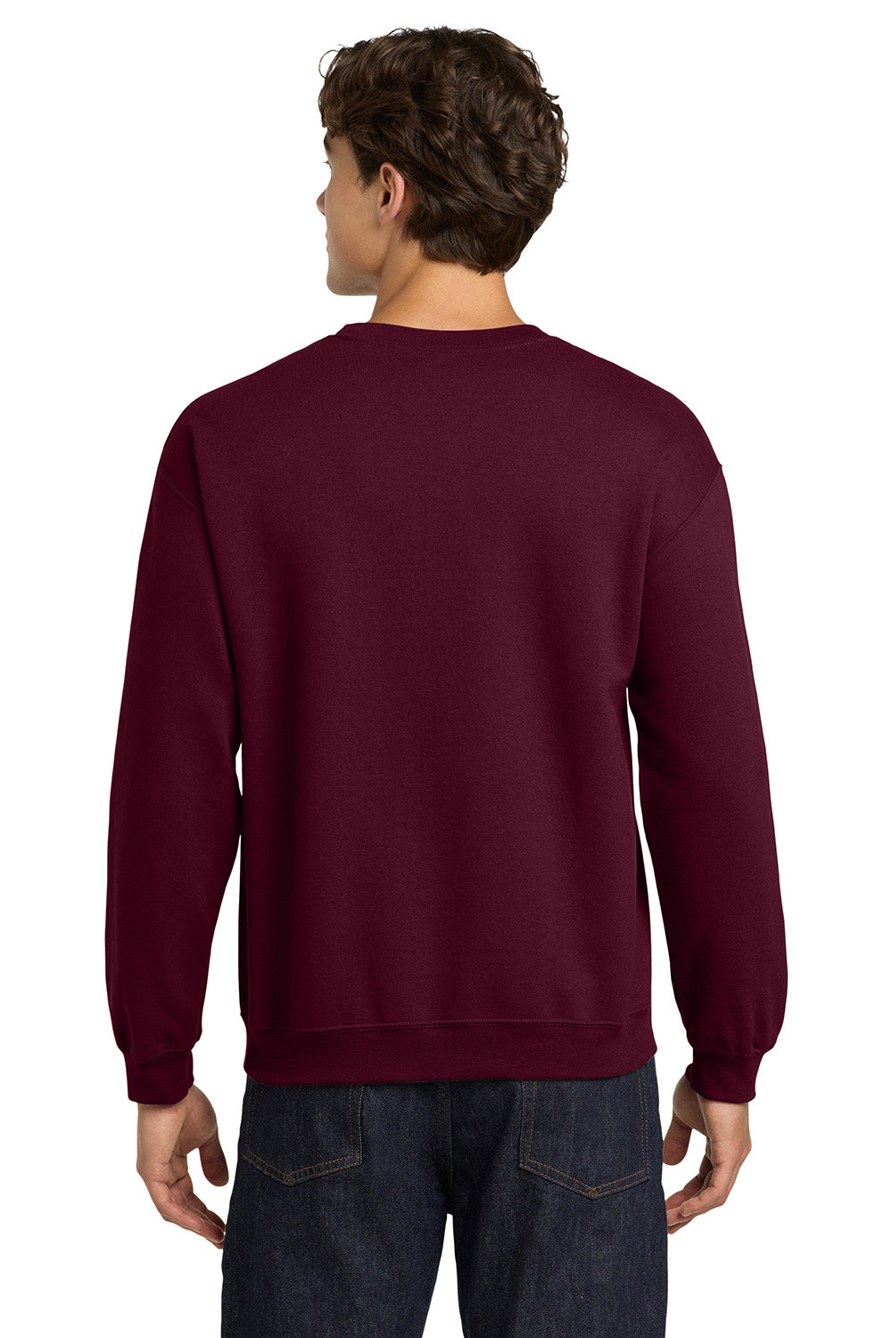 Gildan 18000/G180 Mens Pill Resistant Fleece Crewneck Sweatshirt Maroon Model Back