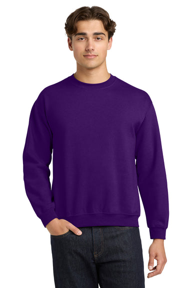 Gildan 18000/G180 Mens Pill Resistant Fleece Crewneck Sweatshirt Purple Model Front