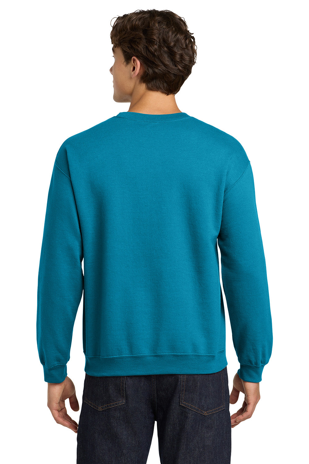 Gildan 18000/G180 Mens Pill Resistant Fleece Crewneck Sweatshirt Sapphire Blue Model Back