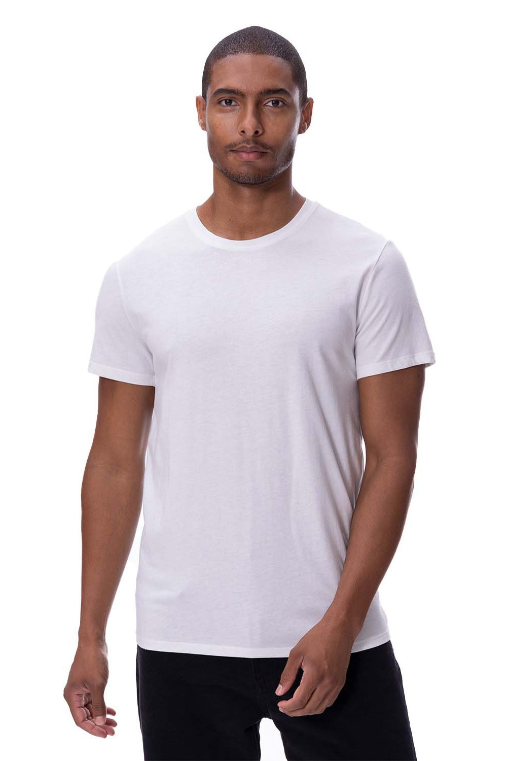 Threadfast Apparel 180A Mens Ultimate Short Sleeve Crewneck T-Shirt White Model Front