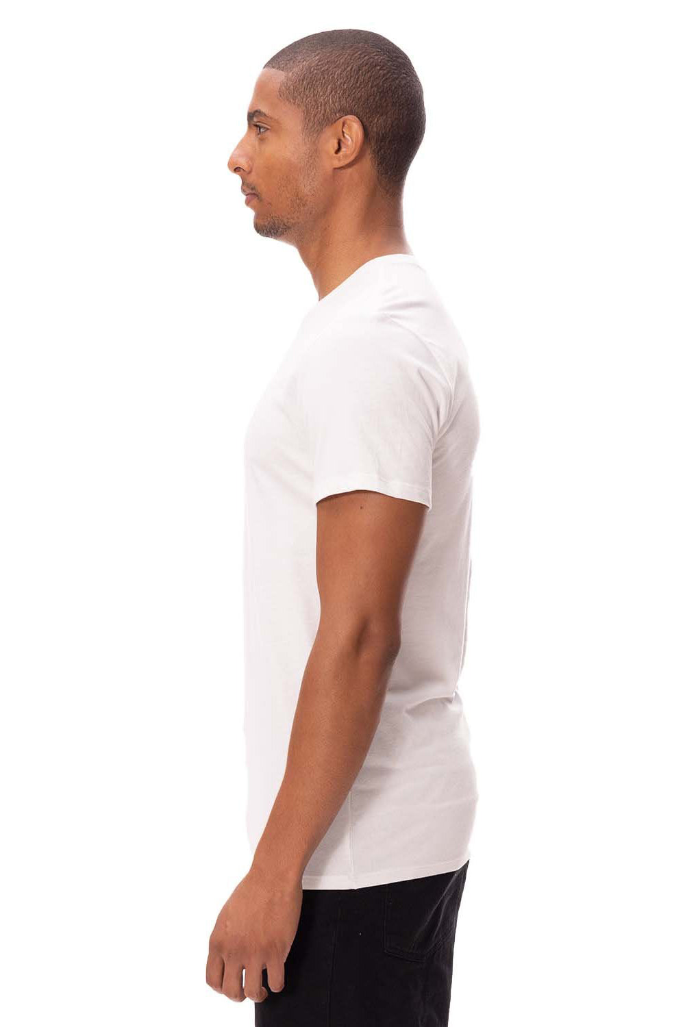 Threadfast Apparel 180A Mens Ultimate Short Sleeve Crewneck T-Shirt White Model Side