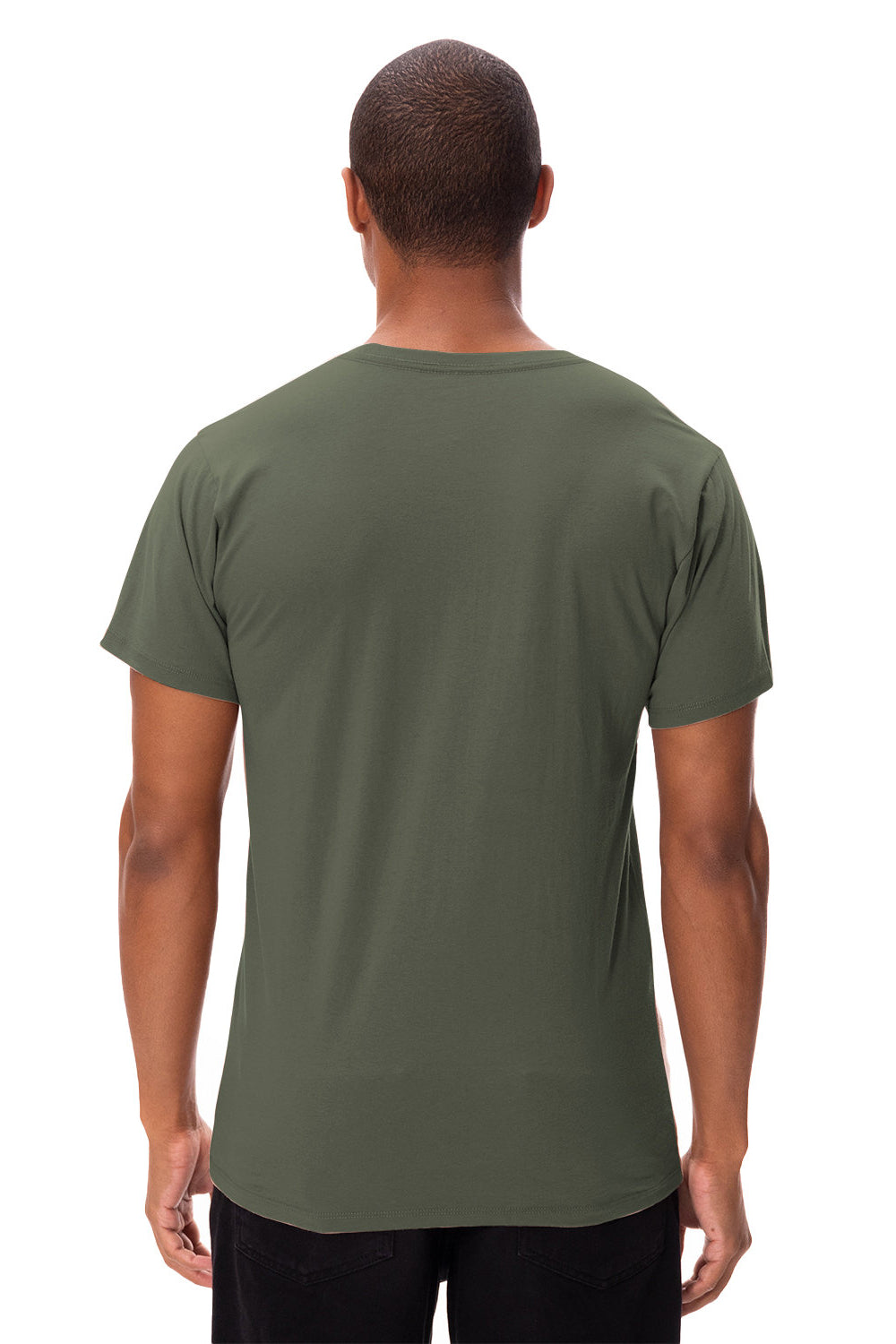 Threadfast Apparel 180A Mens Ultimate Short Sleeve Crewneck T-Shirt Army Green Model Back