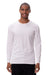 Threadfast Apparel 180LS Mens Ultimate Long Sleeve Crewneck T-Shirt White Model Front