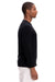 Threadfast Apparel 180LS Mens Ultimate Long Sleeve Crewneck T-Shirt Black Model Side