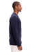 Threadfast Apparel 180LS Mens Ultimate Long Sleeve Crewneck T-Shirt Midnight Navy Blue Model Side