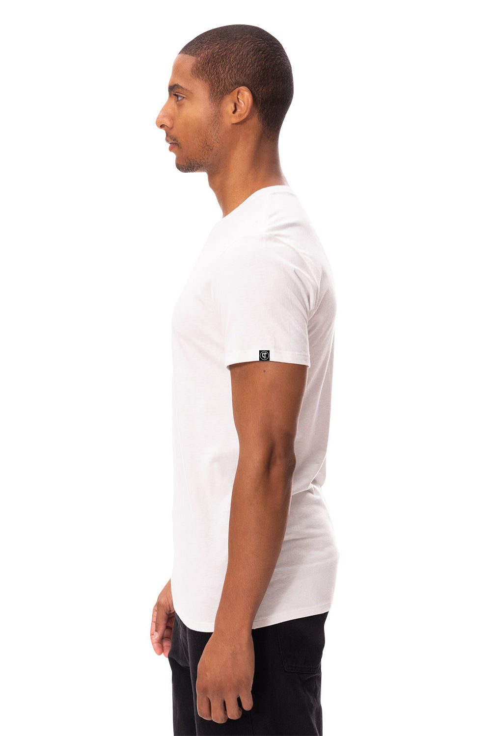 Threadfast Apparel 180NFC Mens Ultimate NFC Short Sleeve Crewneck T-Shirt White Model Side