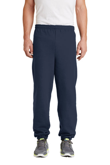 Gildan 18200 Mens Heavy Blend Sweatpants Navy Blue Model Front