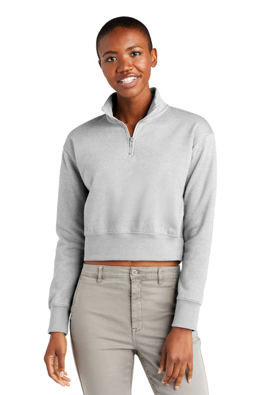 District DT6111 Womens V.I.T. Fleece 1/4 Zip Sweatshirt Heather Light Grey Model Front