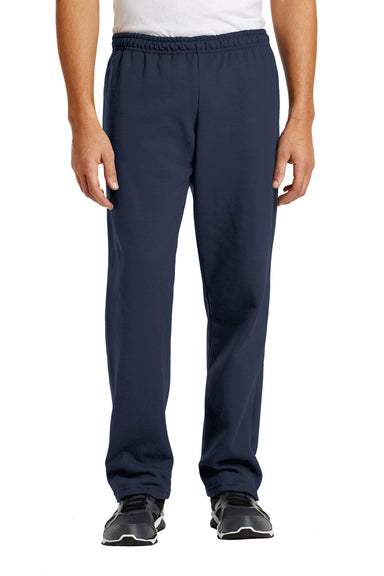 Gildan 18400 Mens Heavy Blend Open Bottom Sweatpants Navy Blue Model Front