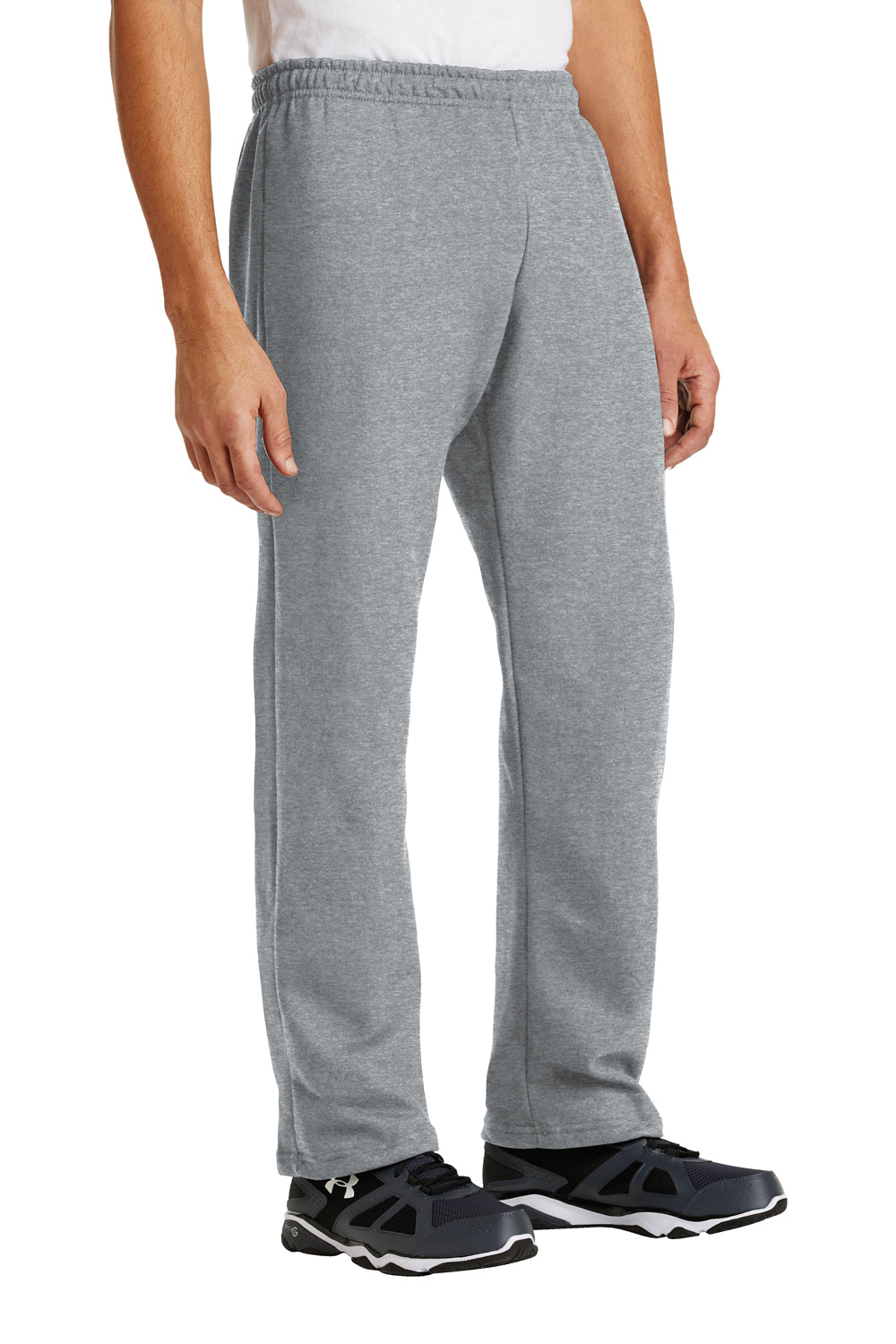 Gildan 18400 Mens Heavy Blend Open Bottom Sweatpants Sport Grey Model 3Q