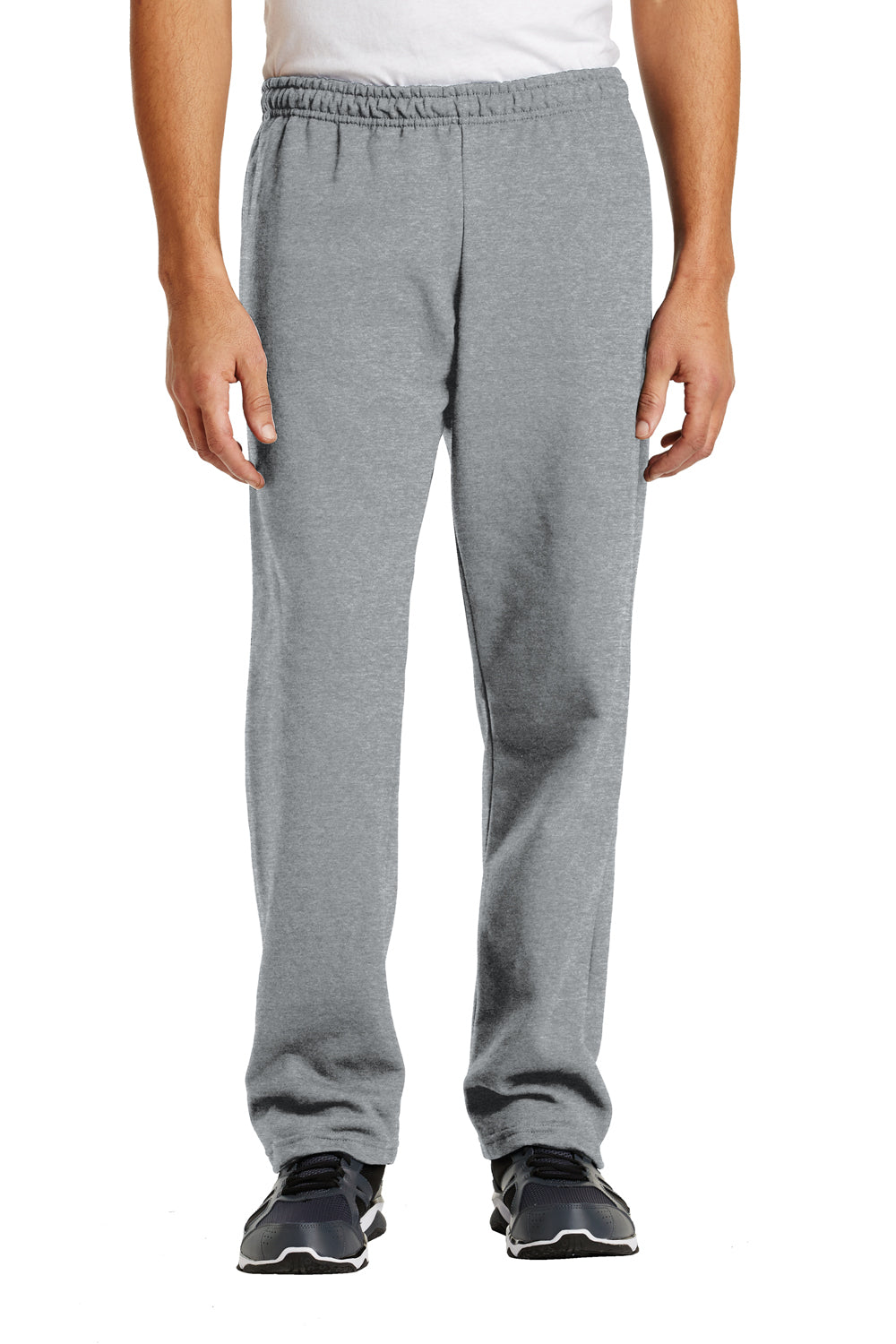 Gildan 18400 Mens Heavy Blend Open Bottom Sweatpants Sport Grey Model Front