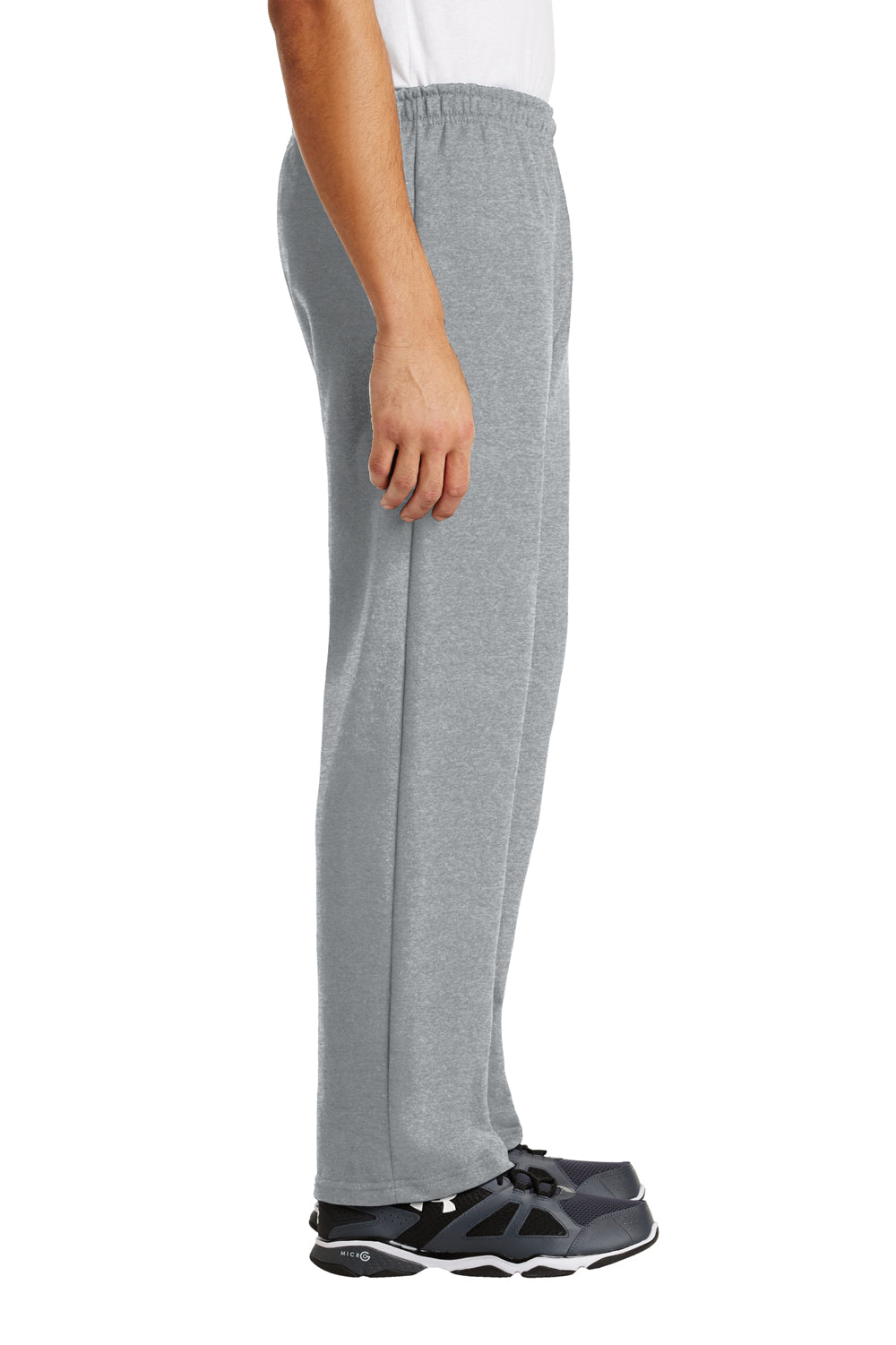 Gildan 18400 Mens Heavy Blend Open Bottom Sweatpants Sport Grey Model Side