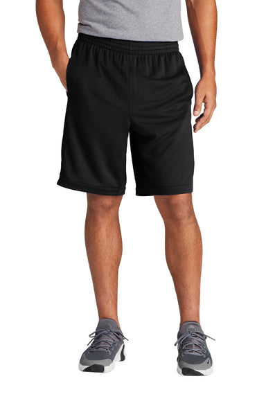 Sport-Tek ST575 Mens Position PosiCharge Shorts w/ Pockets Black Model Front