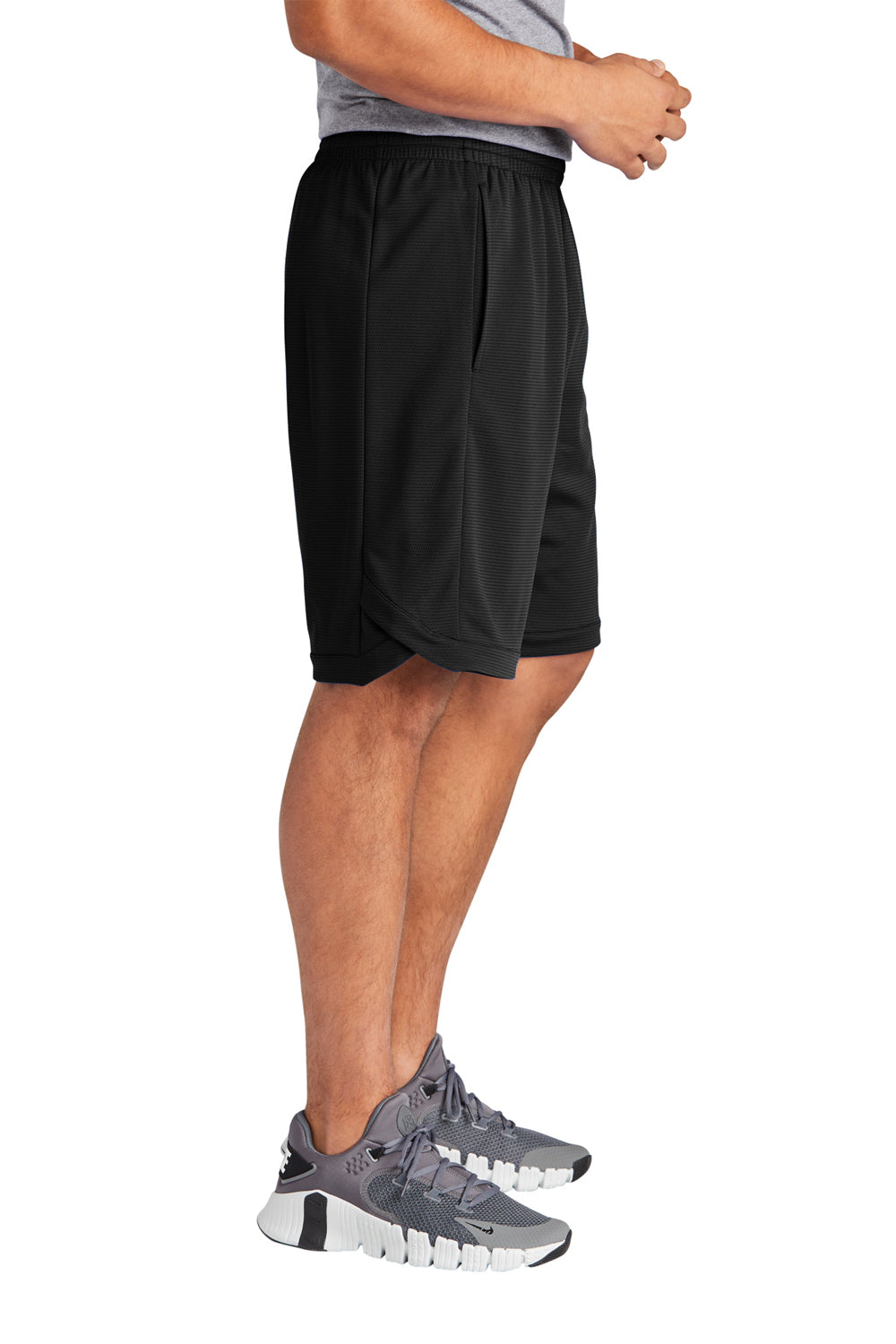 Sport-Tek ST575 Mens Position PosiCharge Shorts w/ Pockets Black Model Side