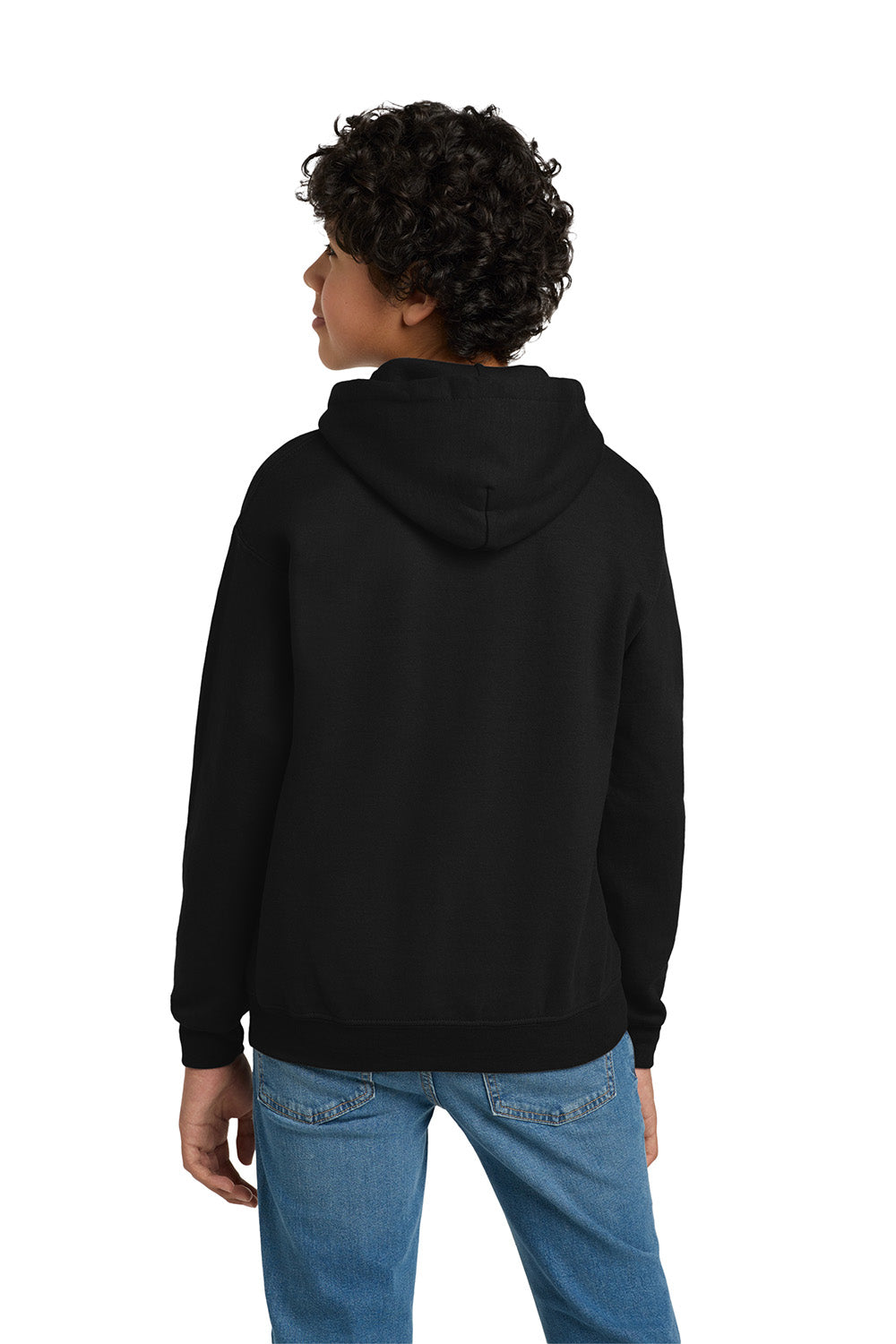 Gildan 18500B/G185B Youth Pill Resistant Hooded Sweatshirt Hoodie w/ Pouch Pocket Black Model Back