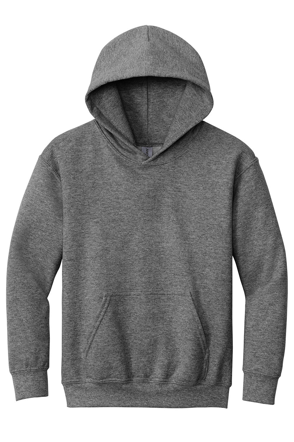 Gildan 18500B/G185B Youth Pill Resistant Hooded Sweatshirt Hoodie w/ Pouch Pocket Heather Graphite Grey Flat Front