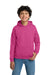 Gildan 18500B/G185B Youth Pill Resistant Hooded Sweatshirt Hoodie w/ Pouch Pocket Heliconia Pink Model Front