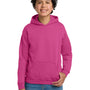 Gildan Youth Pill Resistant Hooded Sweatshirt Hoodie w/ Pouch Pocket - Heliconia Pink