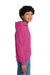 Gildan 18500B/G185B Youth Pill Resistant Hooded Sweatshirt Hoodie w/ Pouch Pocket Heliconia Pink Model Side