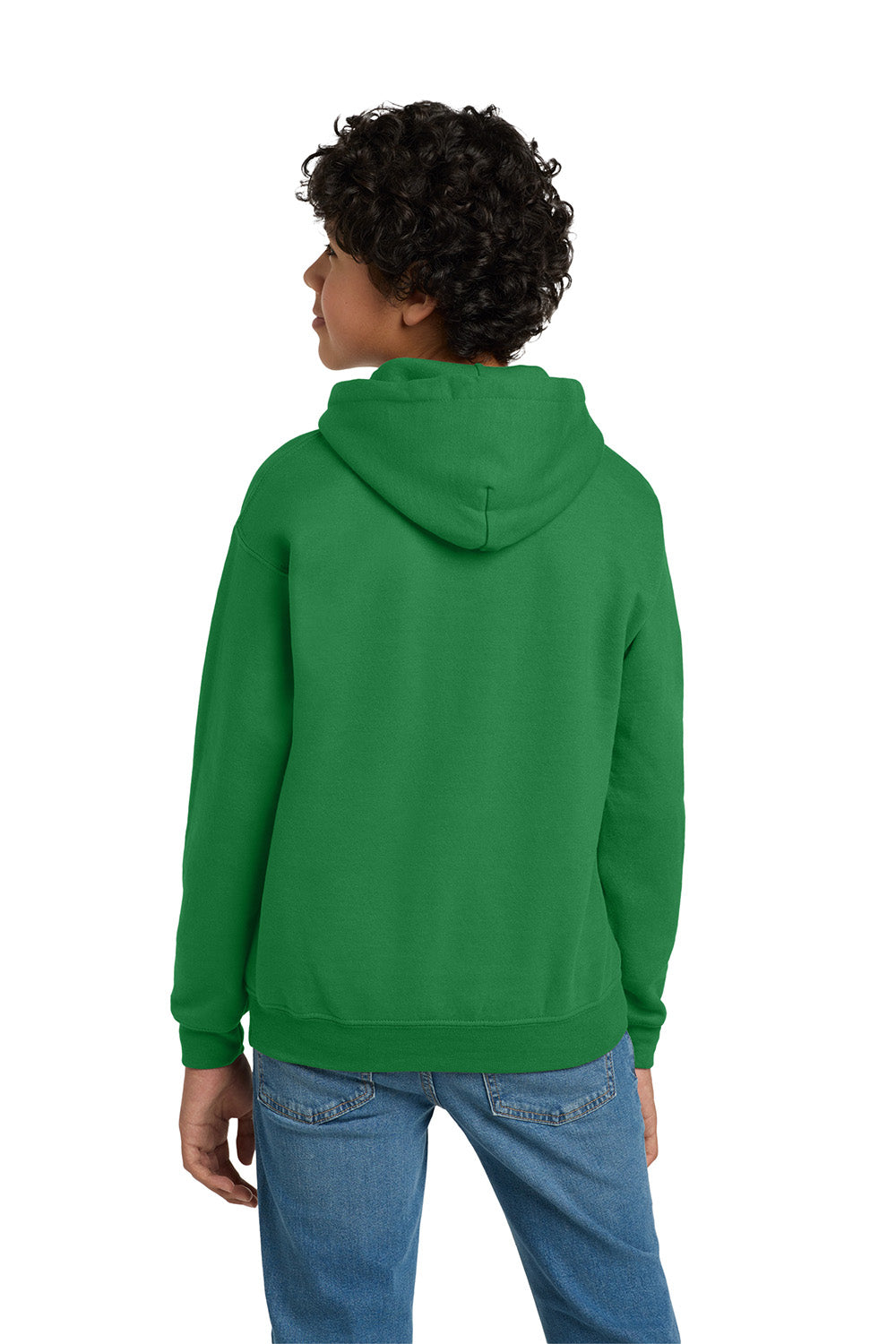 Gildan 18500B/G185B Youth Pill Resistant Hooded Sweatshirt Hoodie w/ Pouch Pocket Irish Green Model Back