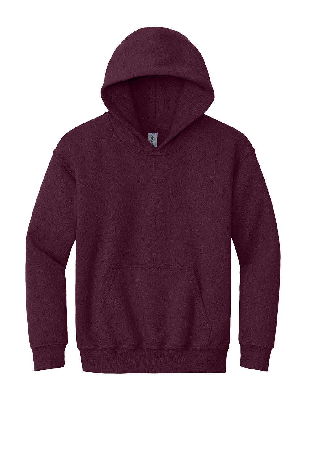 Gildan 18500B/G185B Youth Pill Resistant Hooded Sweatshirt Hoodie w/ Pouch Pocket Maroon Flat Front