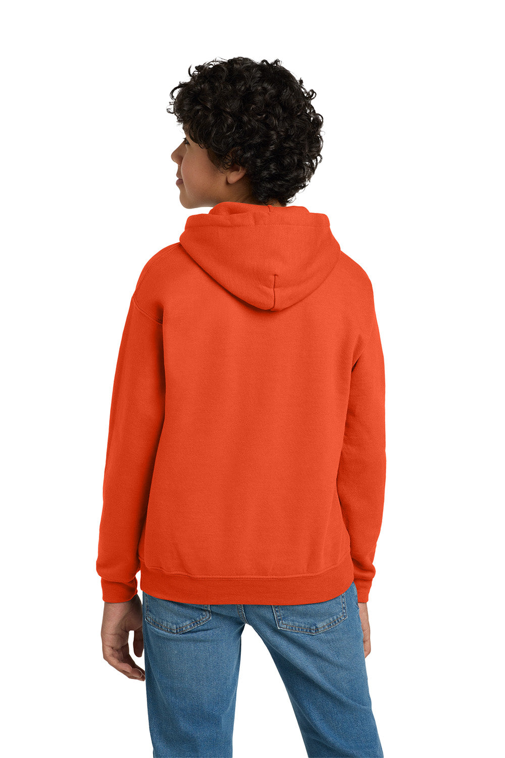 Gildan 18500B/G185B Youth Pill Resistant Hooded Sweatshirt Hoodie w/ Pouch Pocket Orange Model Back