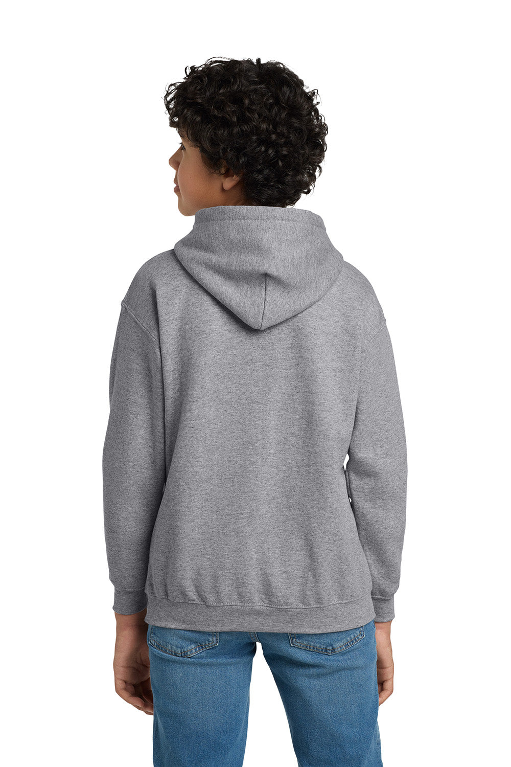 Gildan 18500B/G185B Youth Pill Resistant Hooded Sweatshirt Hoodie w/ Pouch Pocket Sport Grey Model Back