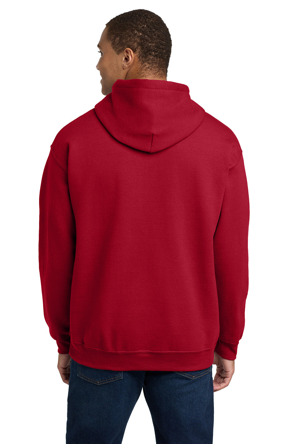 Gildan 18500/G185 Mens Pill Resistant Hooded Sweatshirt Hoodie w/ Pouch Pocket Cherry Red Model Back